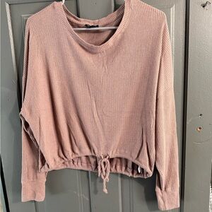 Women's Ribbed Mauve/Pink Cinched Hem Top